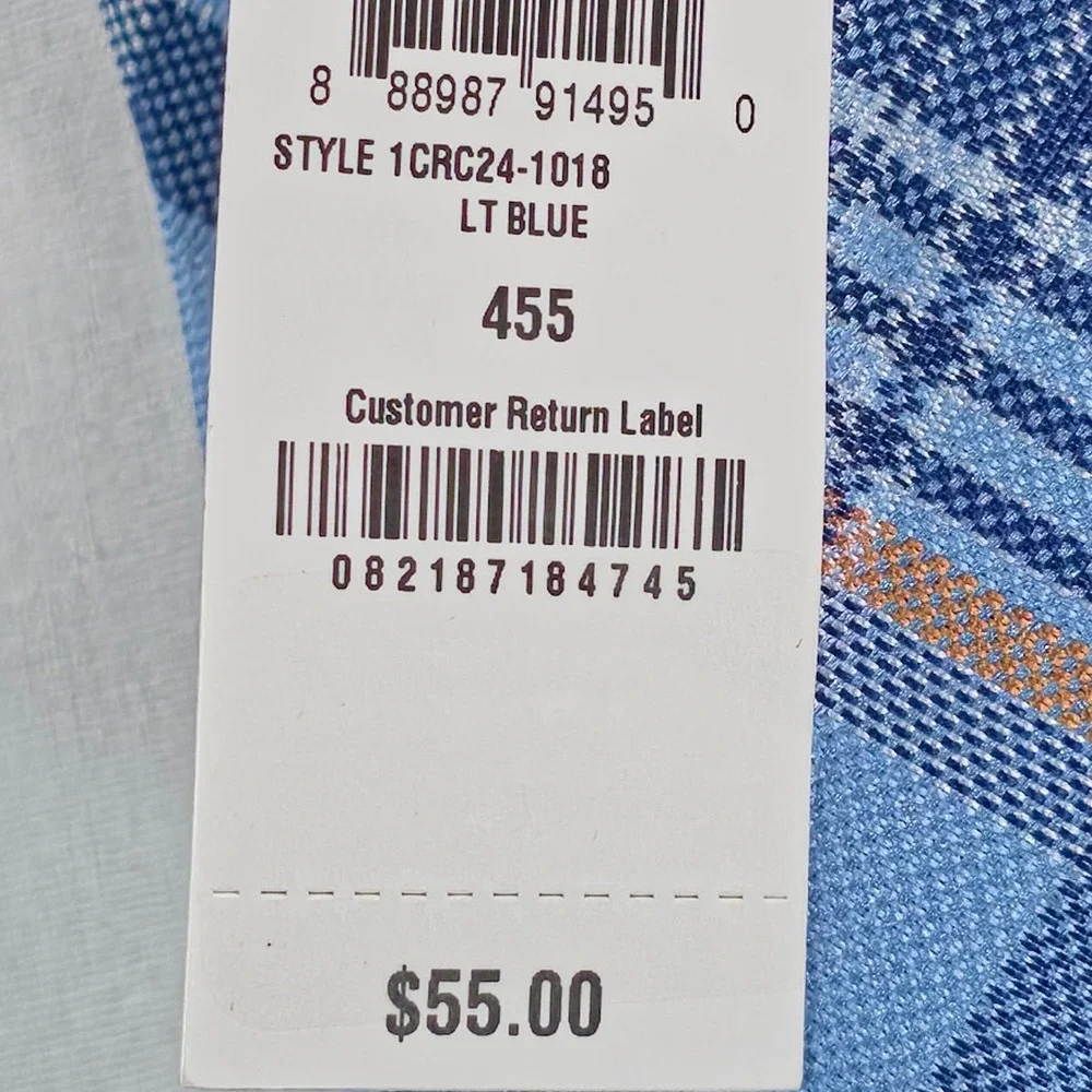 Club Room Mens Tie One Size Light Blue Morgan Plaid Quiet Luxury Necktie NWT
